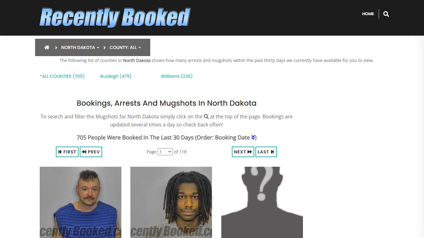 Recent bookings, Arrests, Mugshots in North Dakota - Recently Booked